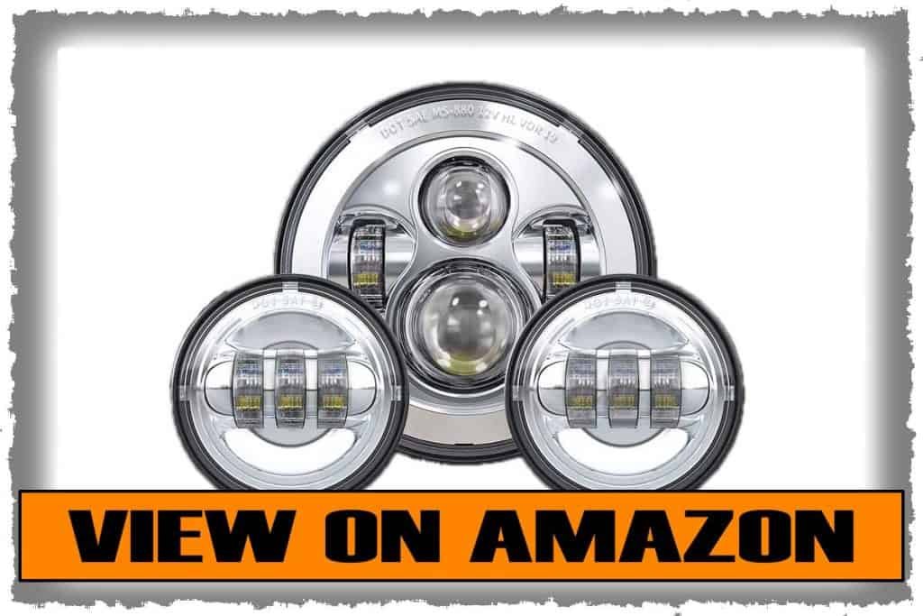 TRUCKMALL 7-inch LED Headlight and Fog Passing Lights Kit for Touring Road King Ultra Classic
