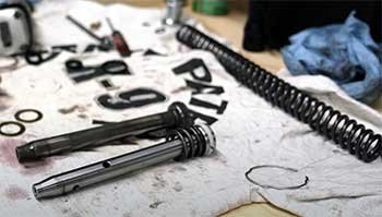 harley front fork disassembled
